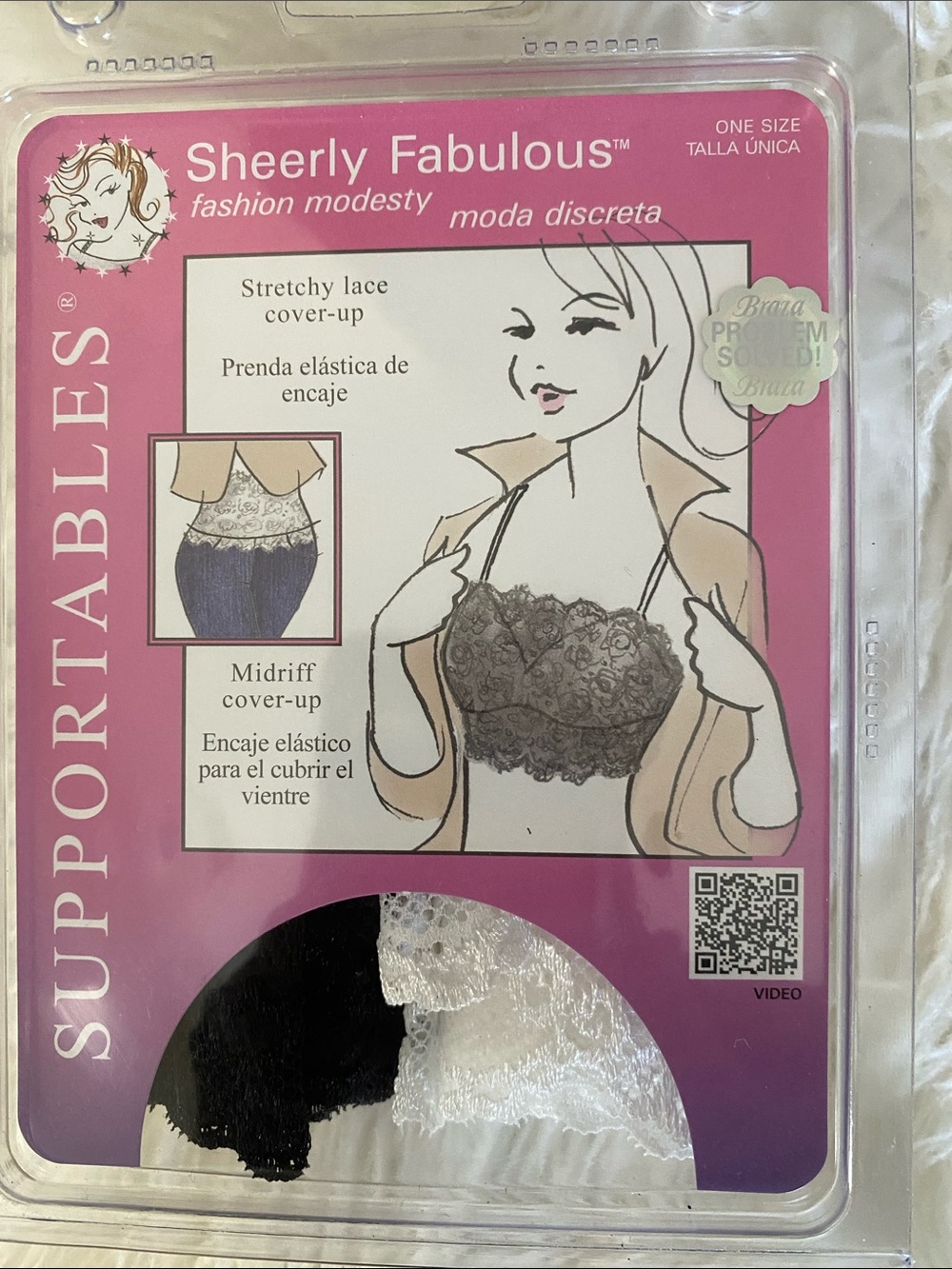 Lace Midriff Bandeau - Black & White